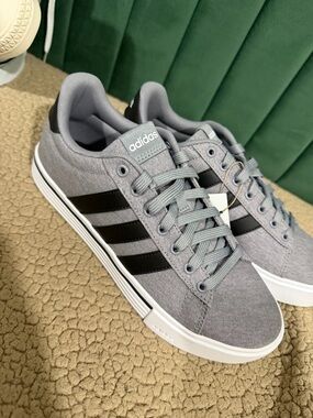 adidas Gray Canvas Sneakers with Black Stripes
